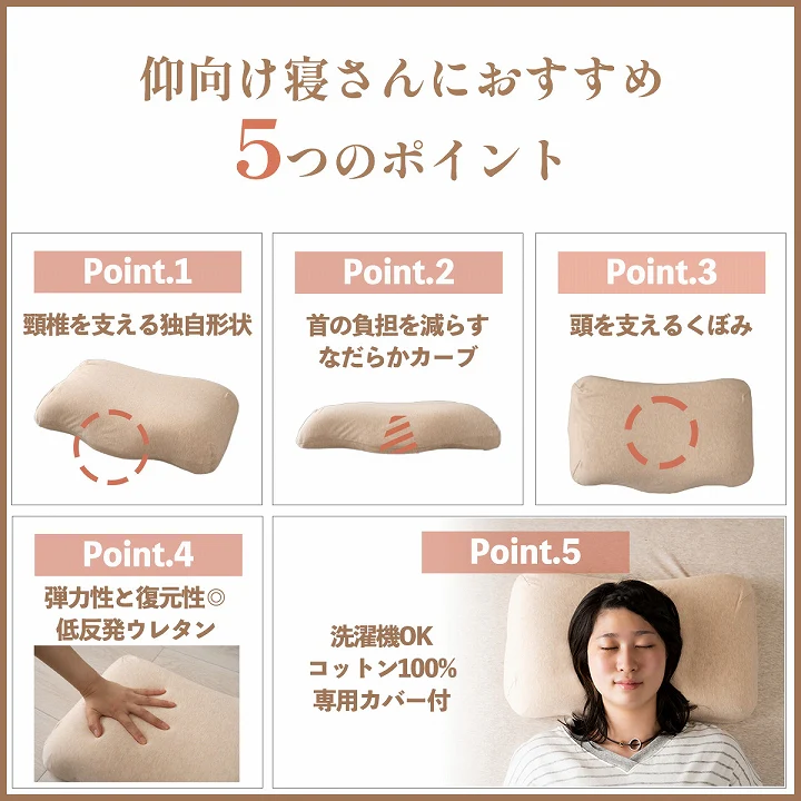 首やすらぎ枕｜整骨院監修・低反発・仰向け寝専用 カバー付き - Image 4